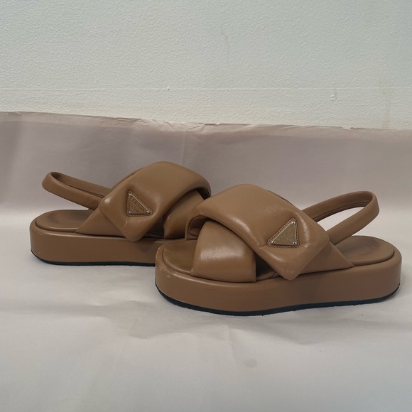 PRADA Padded Slingback Soft Leather Sandals - Picture 5 of 13